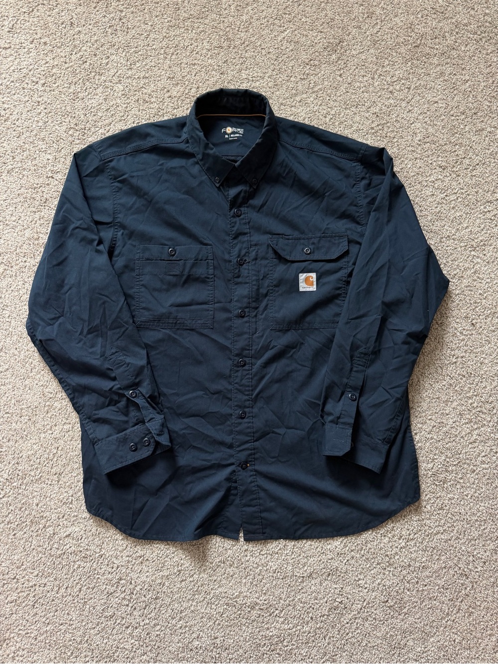 Carhartt Force Delmont Long Sleeve Button Down Shirt Men Black Size XL